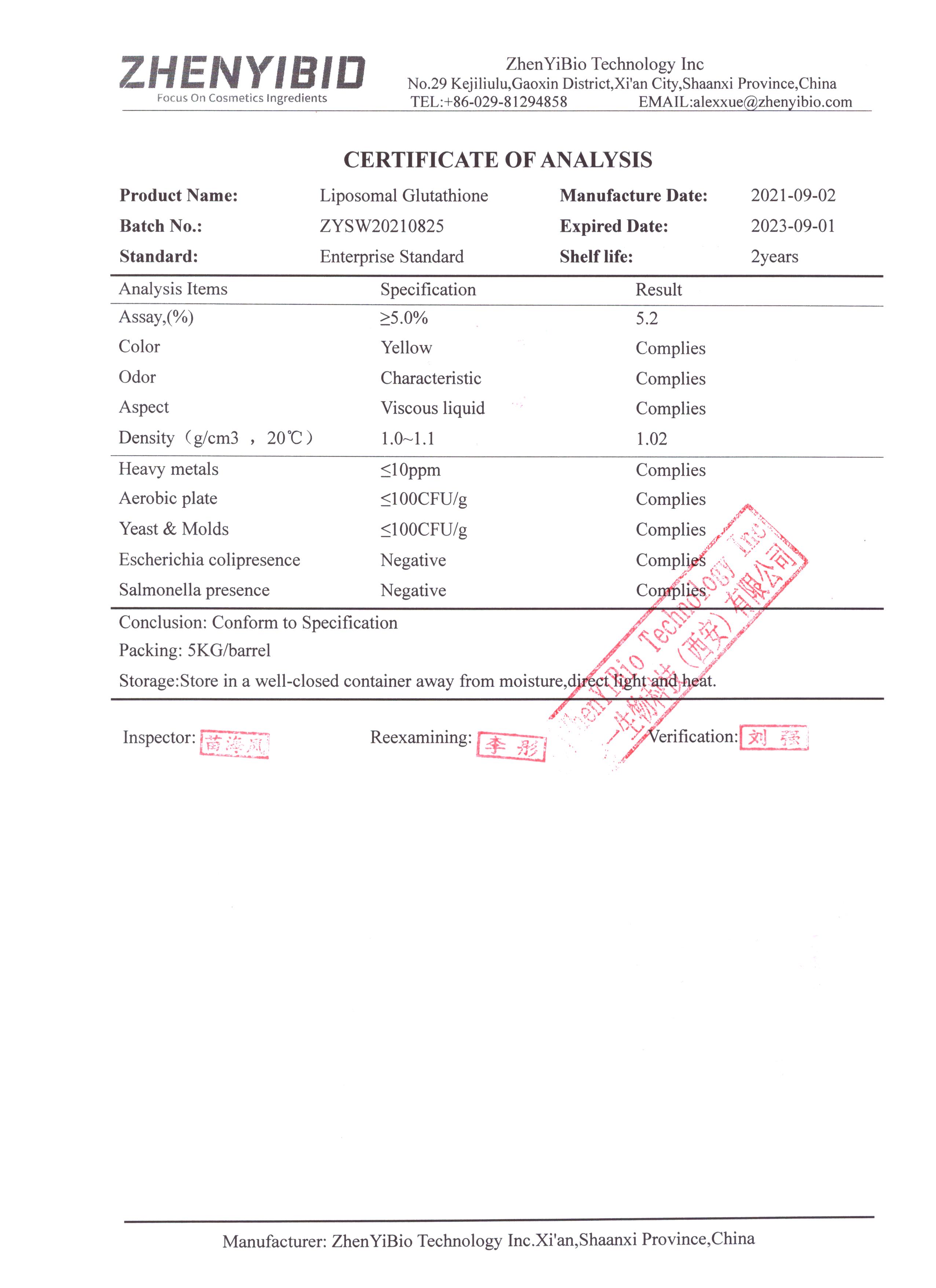 liposomal glutathione-zhenyibio