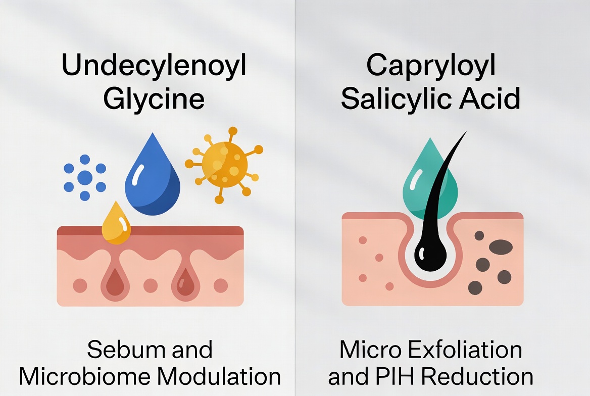 Undecylenoyl Glycine vs. Capryloyl Salicylic Acid: Which Lipoglycine is More Effective for Sebum-Related Acneic Discoloration?