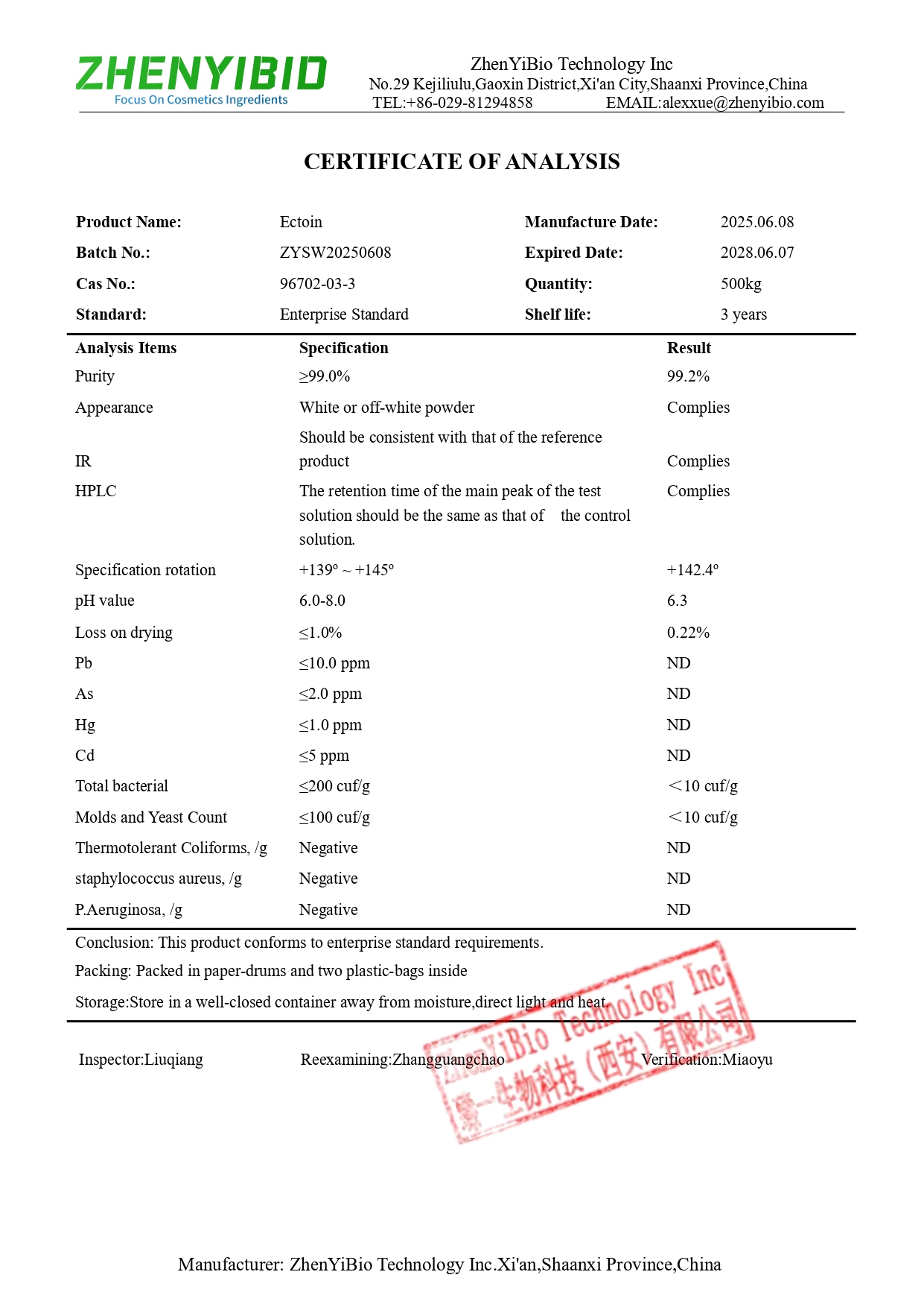 COA of Ectoine_page-0001